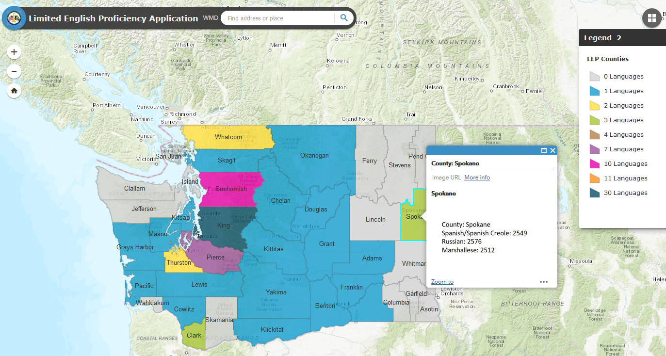 New map helps visualize language access needs statewide  Washington State  Military Department, Citizens Serving Citizens with Pride & Tradition