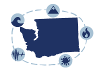 State map with hazard symbols.