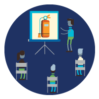 A teacher in front of a class