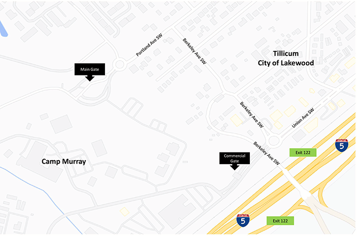 a map shows camp murray and the entrances